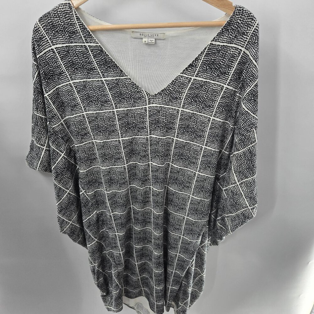 Anthropologie x Bella Luxx Los Angeles Black White Sleeveless Rayon Mini Dress M